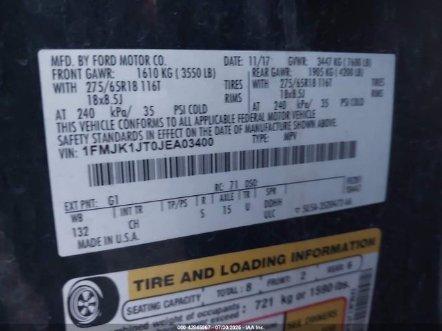 1FMJK1JT0JEA03400 Ford 3.5l gtdi