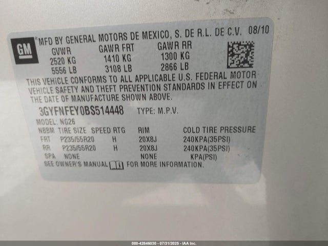 2011 CADILLAC SRX 3GYFNFEY0BS514448 Photo 8