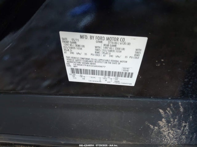 Ford Explorer 2016 1FM5K7F8XGGA00977 Image 9