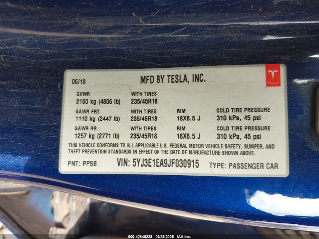 2018 TESLA MODEL 3 5YJ3E1EA9JF030915 Photo 8