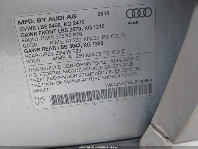 2018 AUDI Q5 WA1BNAFY4J2208654 Photo 8