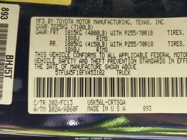 Toyota 3ur-fe 2015 5TFUW5F18FX453182 Image 9