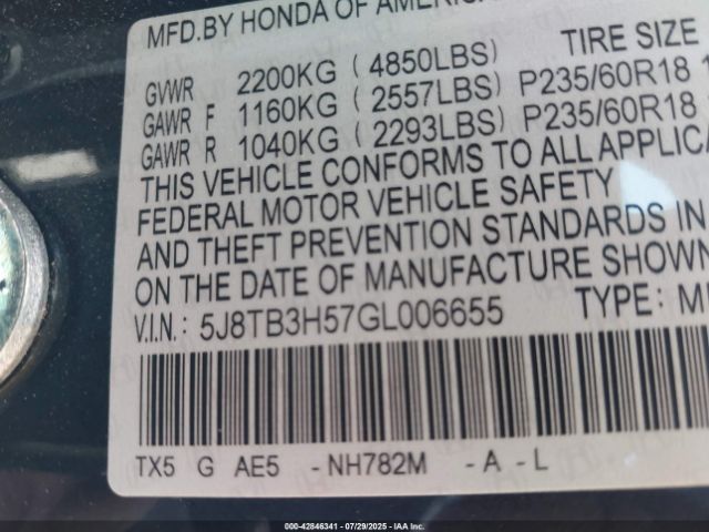 2016 ACURA RDX 5J8TB3H57GL006655 Photo 8