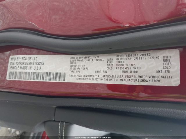 2021 JEEP GRAND CHEROKEE L 1C4RJKBG9M8123233 Photo 8