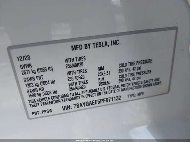 2023 TESLA MODEL Y 7SAYGAEE5PF971132 Photo 8