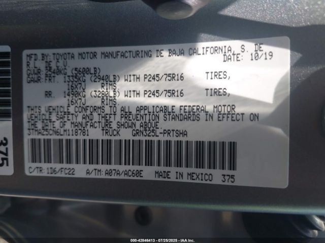 2020 TOYOTA TACOMA 3TMAZ5CN6LM118781 Photo 8