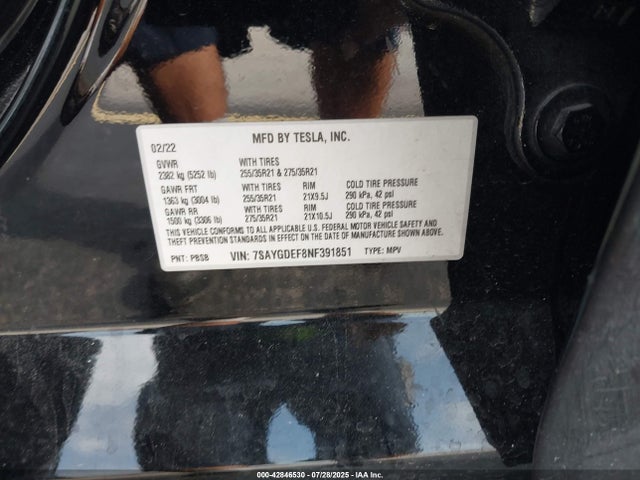2022 TESLA MODEL Y 7SAYGDEF8NF391851 Photo 8