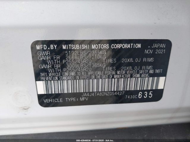 2022 MITSUBISHI OUTLANDER JA4J4TA82NZ054427 Photo 8