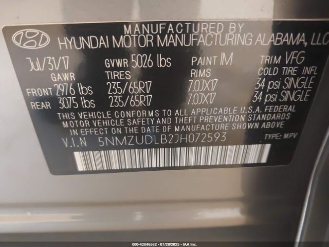 2018 HYUNDAI SANTA FE SPORT 5NMZUDLB2JH072593 Photo 8