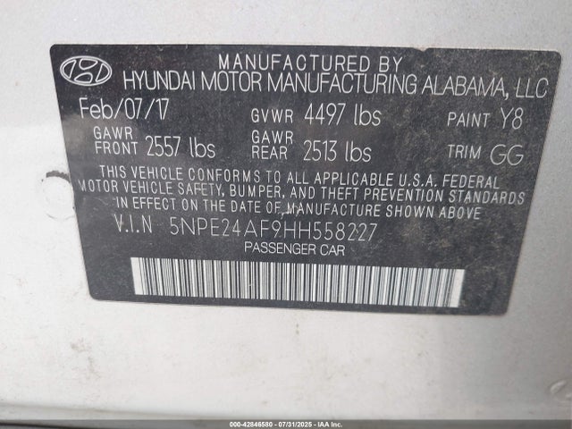 Hyundai Sonata 2017 5NPE24AF9HH558227 Image 9