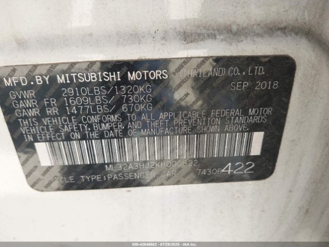 2019 MITSUBISHI MIRAGE ML32A3HJ2KH000822 Photo 8