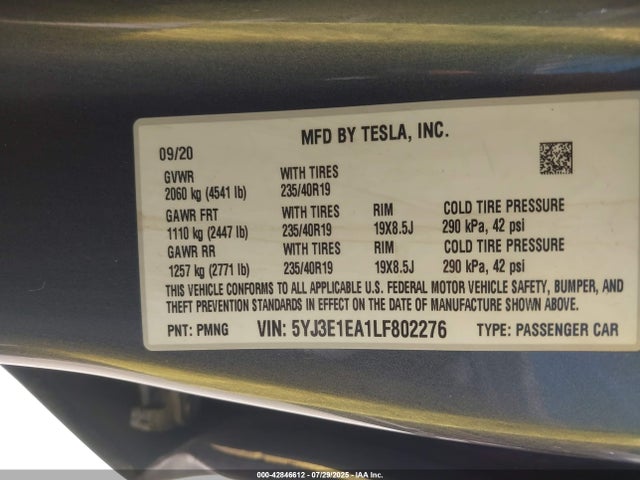 2020 TESLA MODEL 3 5YJ3E1EA1LF802276 Photo 8