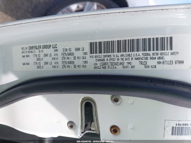 2014 Ram 1500 Big Horn მანქანა იყიდება აუქციონზე, vin: 1C6RR7LT6ES421042, აუქციონის ნომერი: 42846785