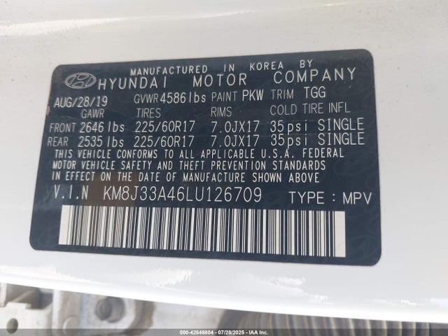 KM8J33A46LU126709 Hyundai gdi nu