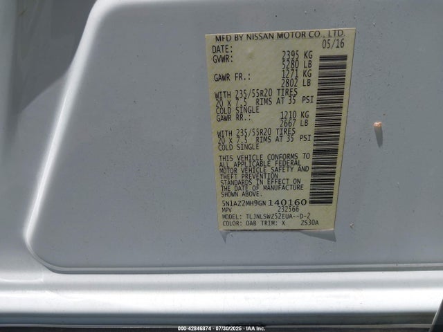 Nissan Murano 2016 5N1AZ2MH9GN140160 Image 9
