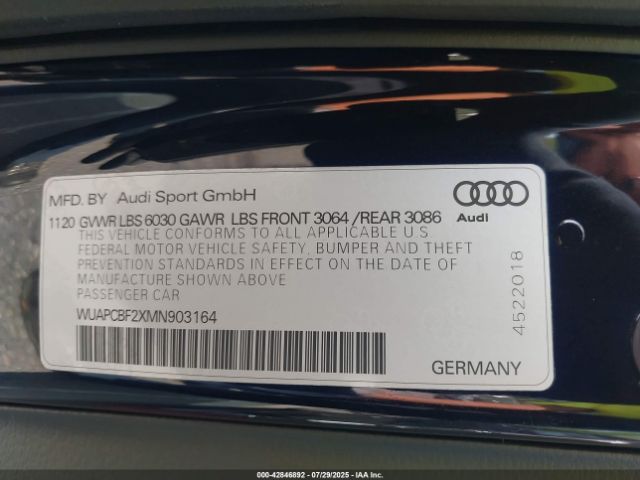 2021 AUDI RS 7 SPORTBACK WUAPCBF2XMN903164 Photo 8