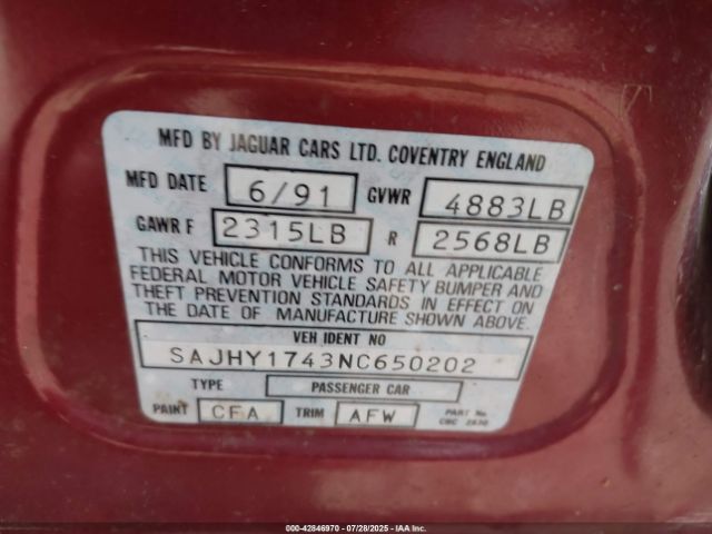 1992 JAGUAR XJ6 SAJHY1743NC650202 Photo 8