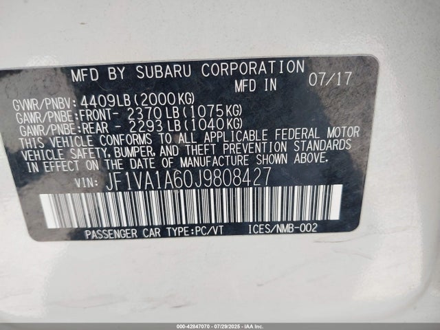 Subaru dib 2018 JF1VA1A60J9808427 Image 9