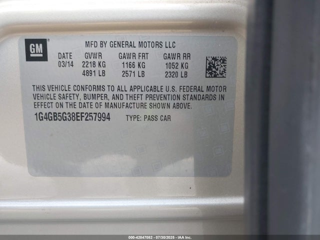 Buick lfx 2014 1G4GB5G38EF257994 Image 9