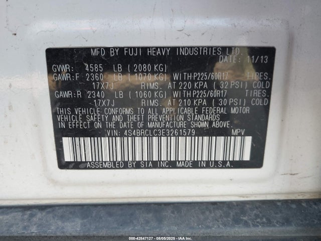 Subaru 2.5na u6 2014 4S4BRCLC3E3261579 Image 9