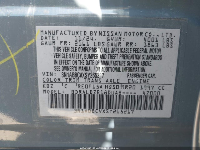 3N1AB8CVXSY265217 Nissan 2025