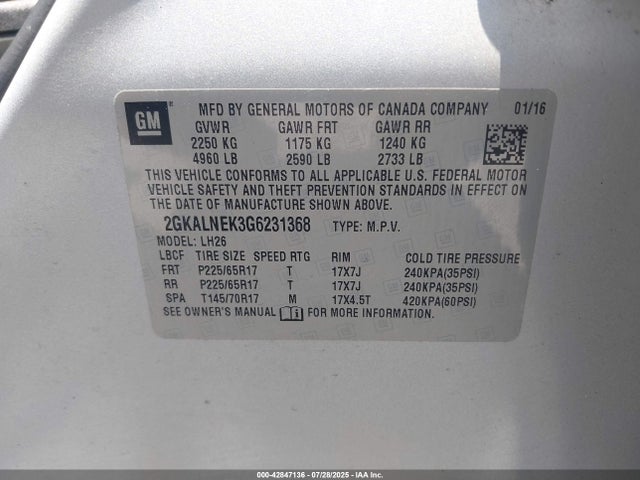 2GKALNEK3G6231368 GMC lea - e85 max, aluminum
