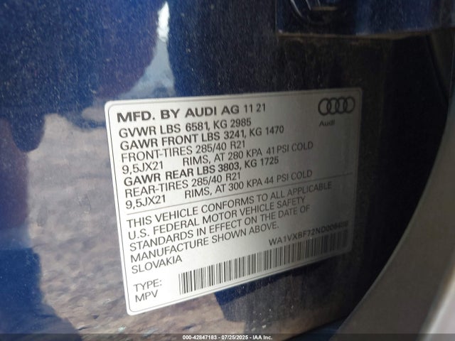 2022 AUDI Q7 WA1VXBF72ND006488 Photo 8