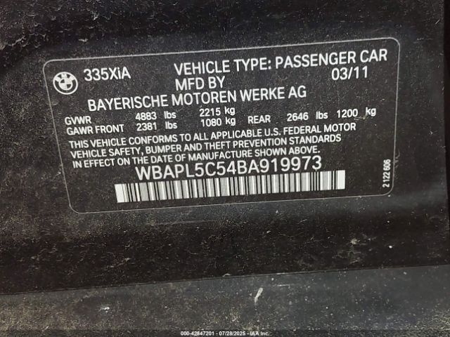 2011 BMW 335I WBAPL5C54BA919973 Photo 8