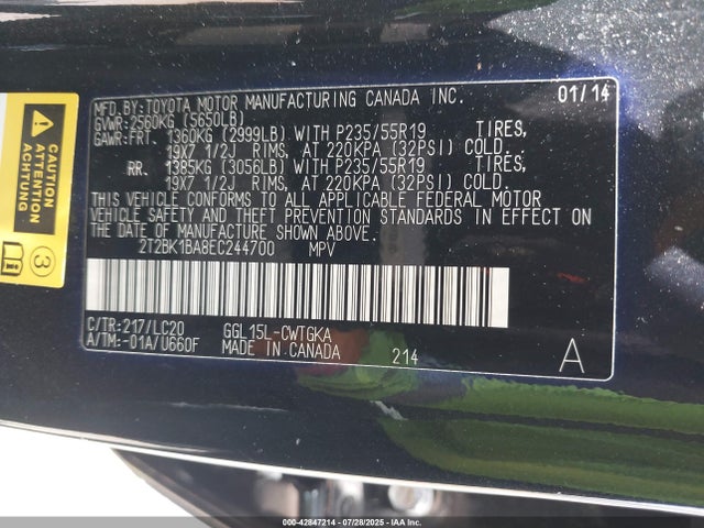 Lexus 2gr-fe 2014 2T2BK1BA8EC244700 Image 9