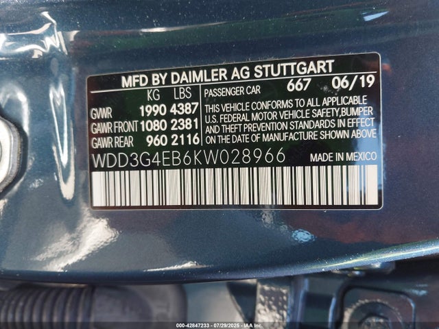 WDD3G4EB6KW028966 Mercedes-Benz m260
