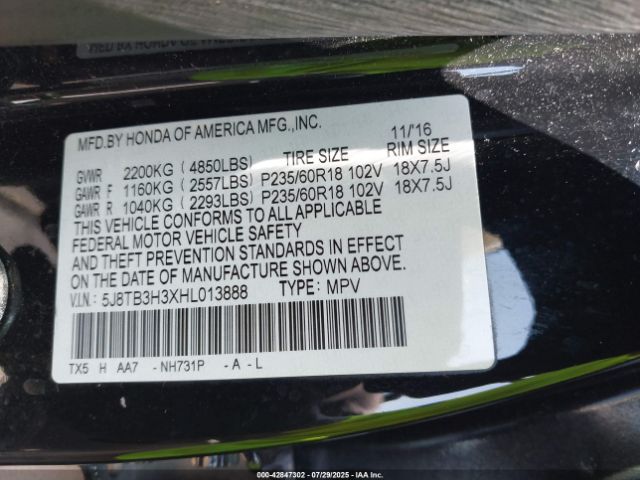 2017 ACURA RDX 5J8TB3H3XHL013888 Photo 8