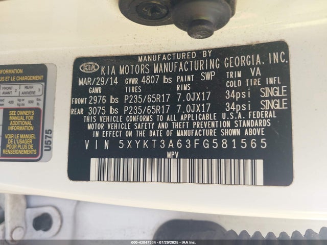 5XYKT3A63FG581565 KIA dohc t-gdi theta-ii