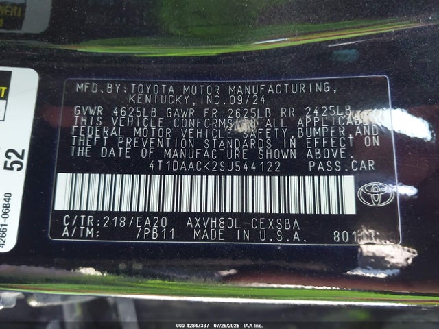 Toyota a25a-fxs 2025 4T1DAACK2SU544122 Image 9