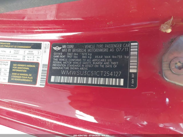 2012 MINI COOPER WMWSU3C51CT254127 Photo 8