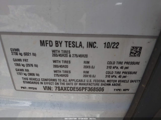 2023 TESLA MODEL X 7SAXCDE56PF368506 Photo 8