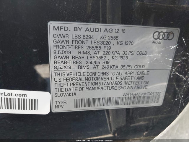 2017 AUDI Q7 WA1AHAF73HD041132 Photo 8