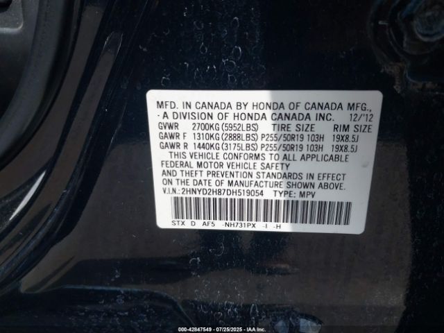 2013 ACURA MDX 2HNYD2H87DH519054 Photo 8
