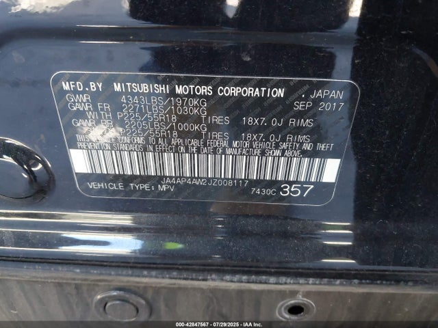 JA4AP4AW2JZ008117 Mitsubishi mivec