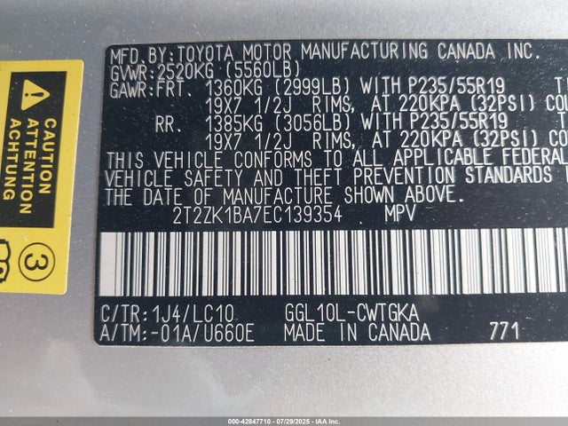 Lexus 2gr-fe 2014 2T2ZK1BA7EC139354 Image 9