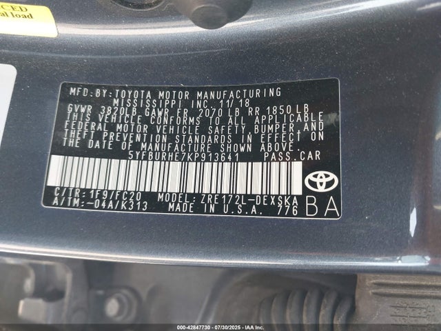 Toyota 2zr-fe 2019 5YFBURHE7KP913641 Image 9