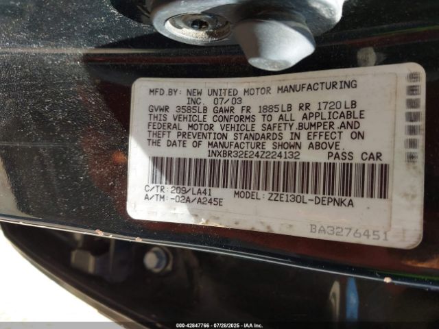 2004 TOYOTA COROLLA 1NXBR32E24Z224132 Photo 8