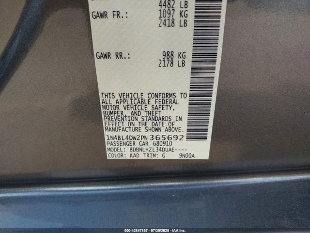 1N4BL4DW2PN365692 Nissan 2023