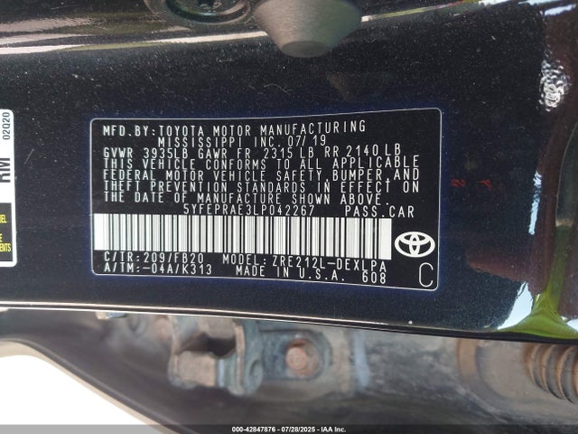 Toyota 2zr-fae 2020 5YFEPRAE3LP042267 Image 9