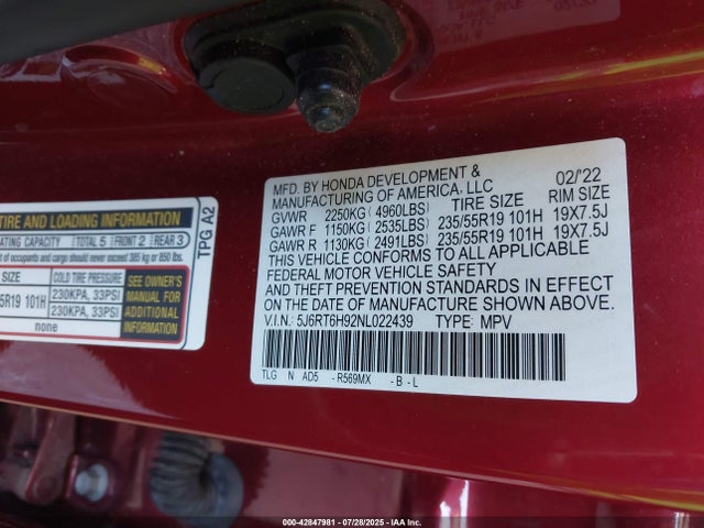 Honda lfb2 2022 5J6RT6H92NL022439 Image 9
