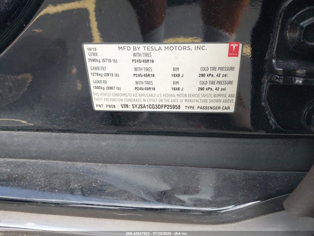 2013 TESLA MODEL S 5YJSA1CG3DFP25958 Photo 8