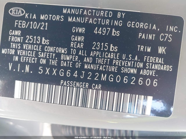 5XXG64J22MG062606 KIA t-gdi gamma ii