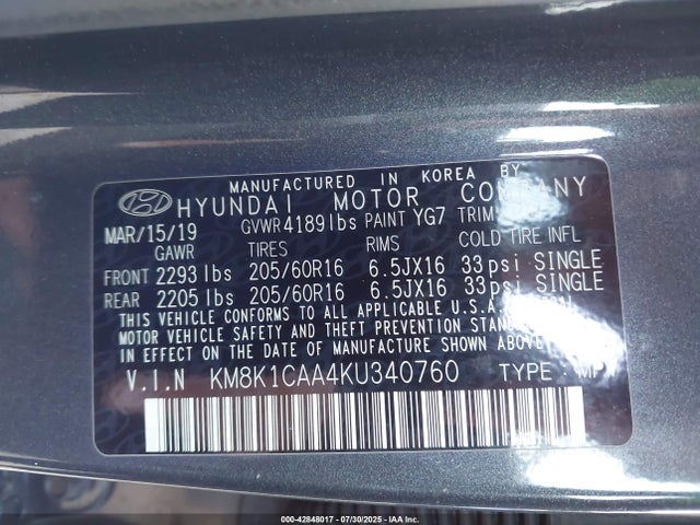 Hyundai mpi nu 2019 KM8K1CAA4KU340760 Image 9