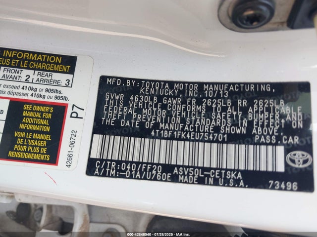 4T1BF1FK4EU754701 Toyota 2ar-fe