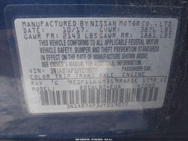 3N1AB7AP3JY219077 Nissan Sentra