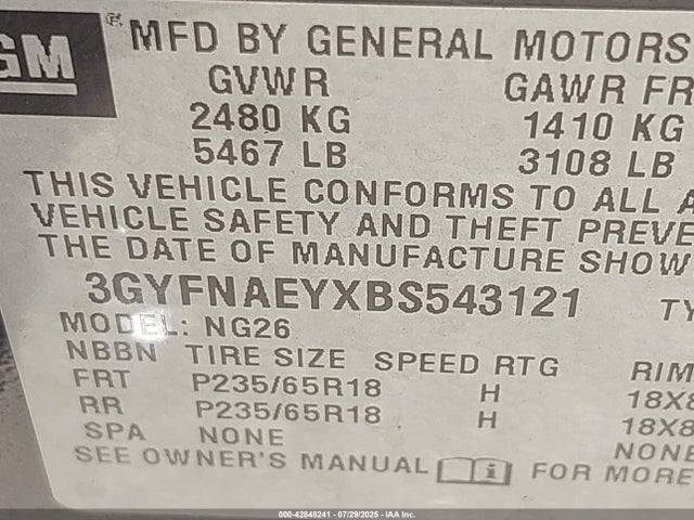 2011 CADILLAC SRX 3GYFNAEYXBS543121 Photo 8